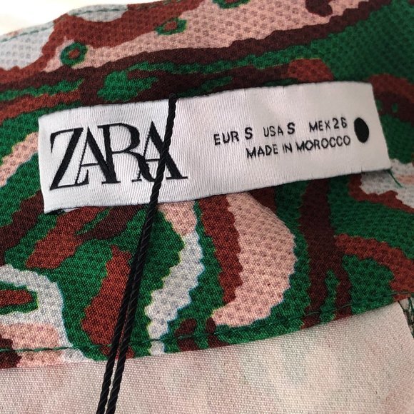 ZARA Green Multicolor Paisley Abstract Print Sexy Slit Midi Dress Bloggers Fave - Picture 14 of 17